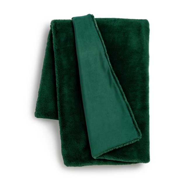 Buy Habitat Faux Fur Plain Throw Emerald Green 125x150cm