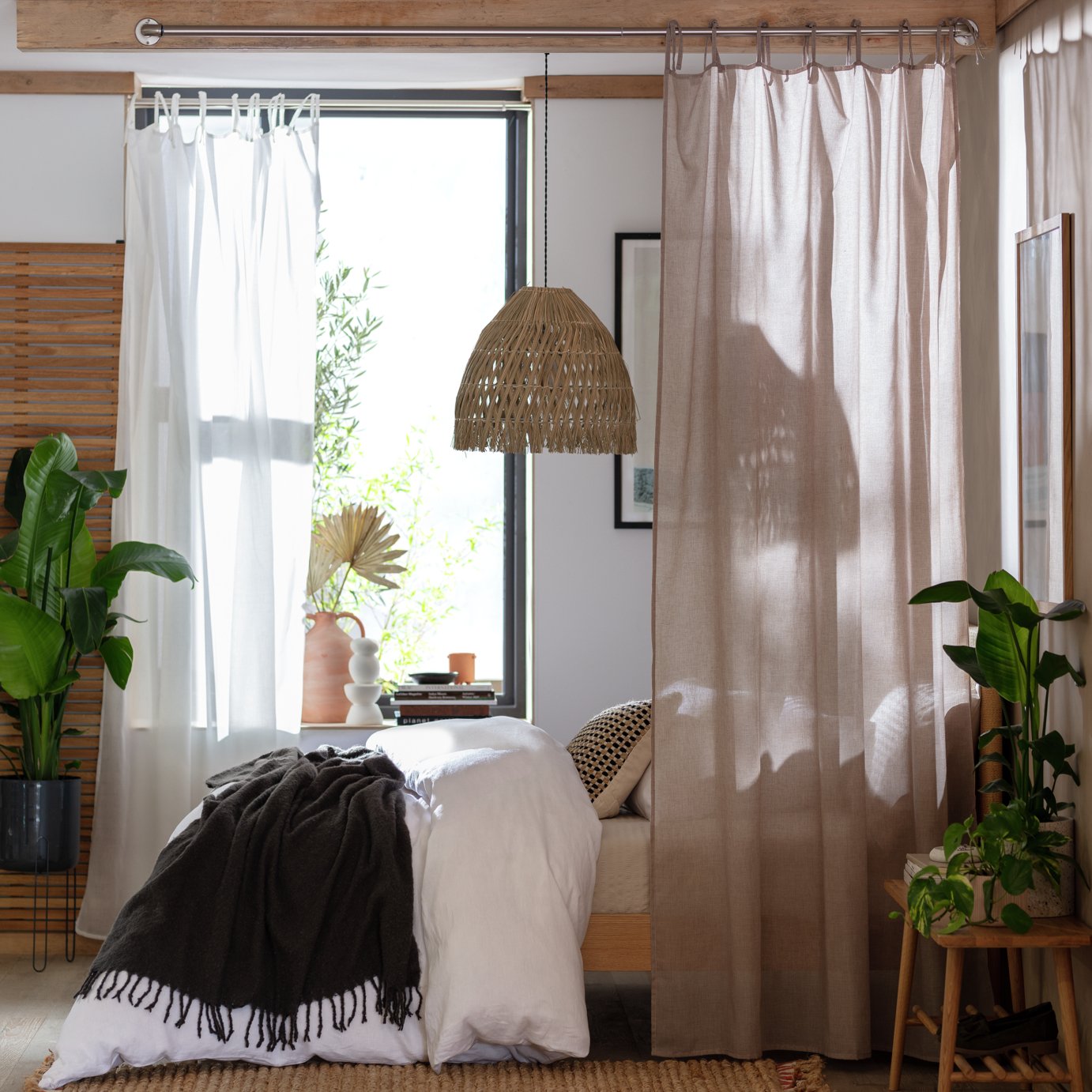 Habitat Cotton Voile Curtain With Ties