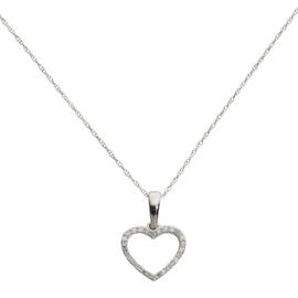 Revere 9ct White Gold 0.10ct Diamond Heart Pendant Necklace