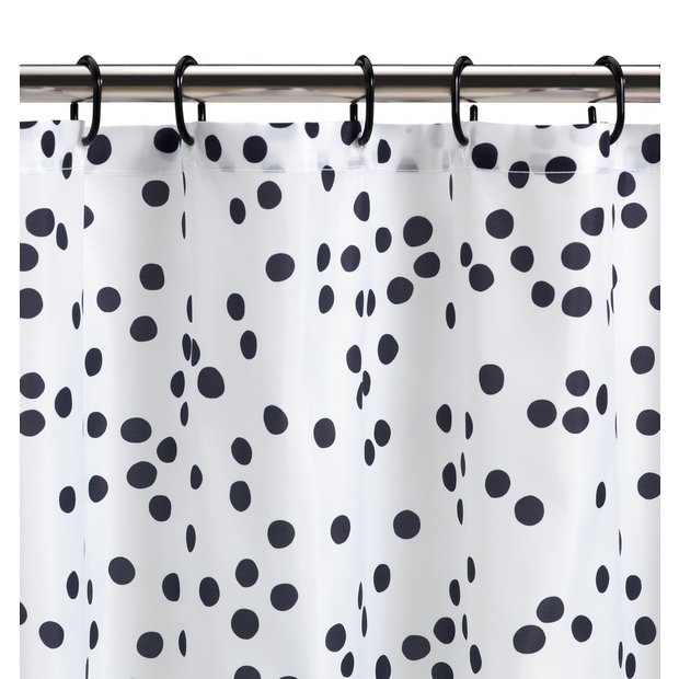 Buy Habitat Penny Print Shower Curtain - Black | Shower curtains | Argos