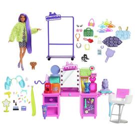 Barbie Extra Doll & Vanity Playset with Puppy & Accessories
