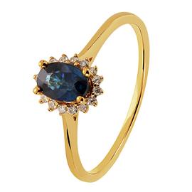 Revere 9ct Gold 0.08ct Diamond and Sapphire Cluster Ring