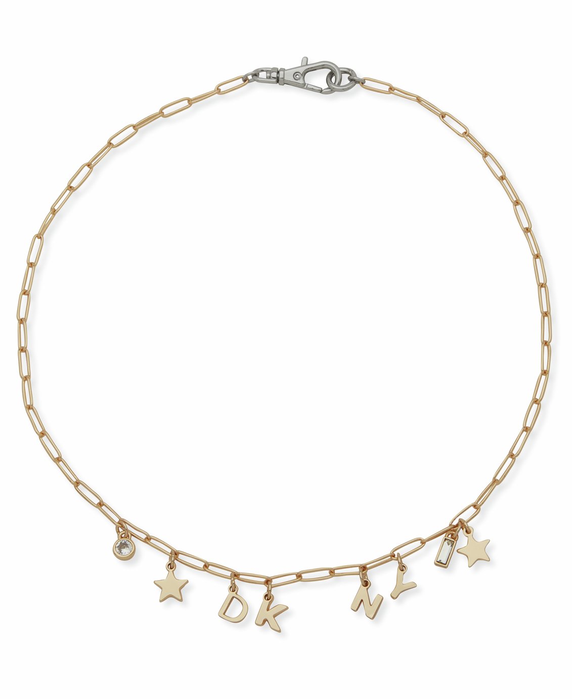DKNY Two Tone Logo Charm Necklace
