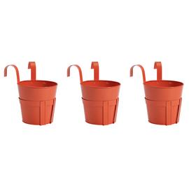 Garden by Sainsbury's Red Metal Balcony Planters-Set of 3