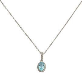 Revere Sterling Silver Blue and White Topaz Halo Pendant