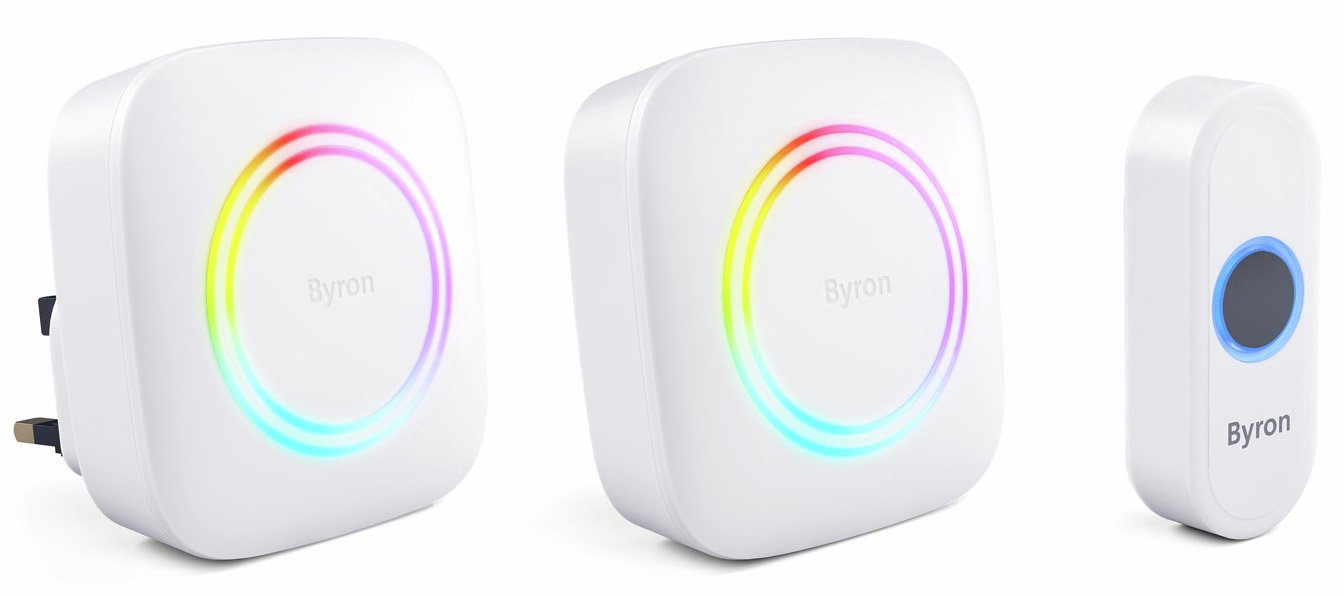 Byron DBY-23814BS 300m Twin Pack Wireless Doorbell Set - White