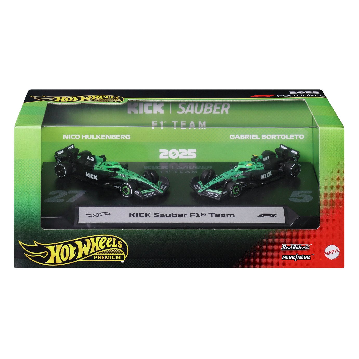 Hot Wheels Premium KICK Sauber F1 Team 2-Pack of 1:64 Scale Race cars