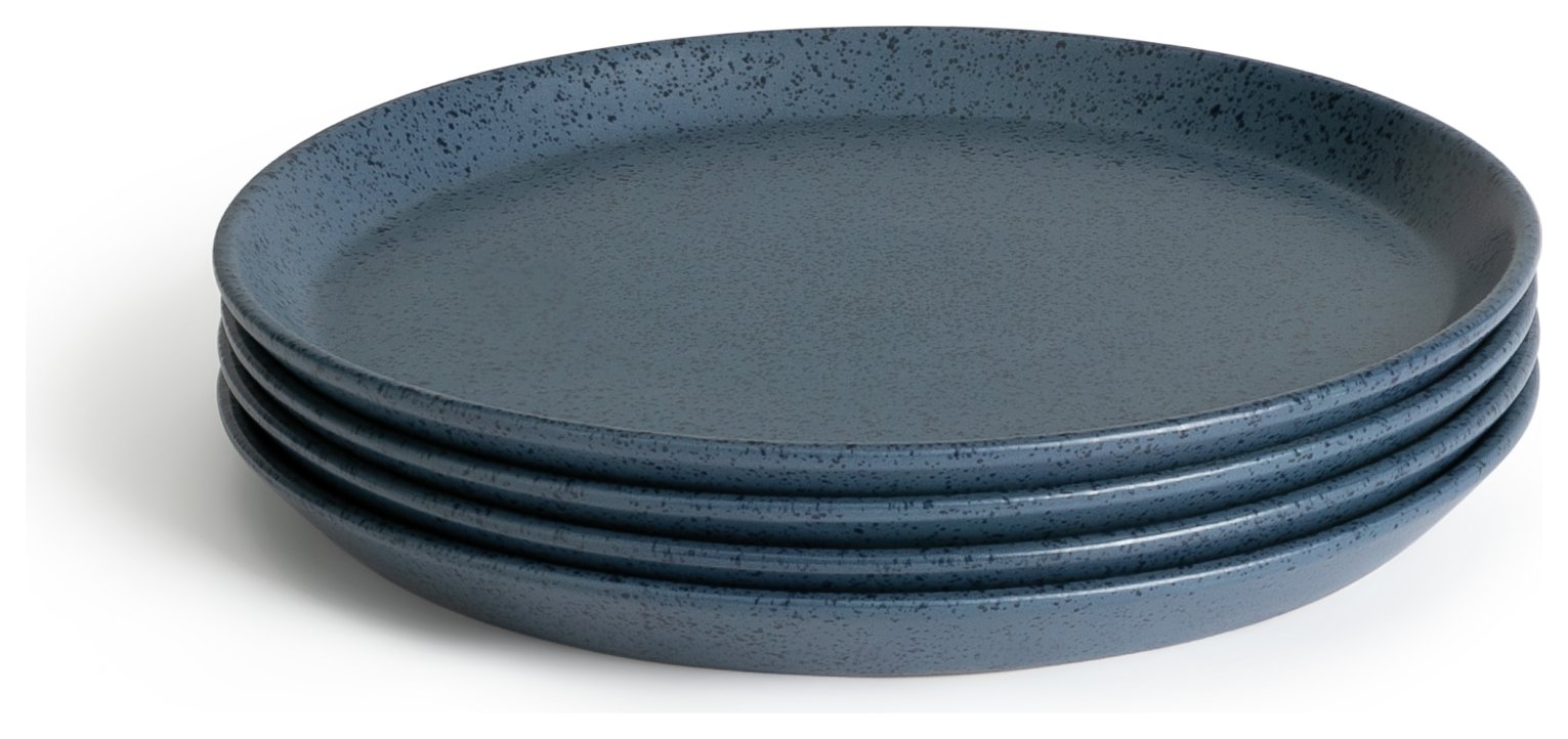 Habitat Addison 4 Piece Stoneware Side Plate - Blue