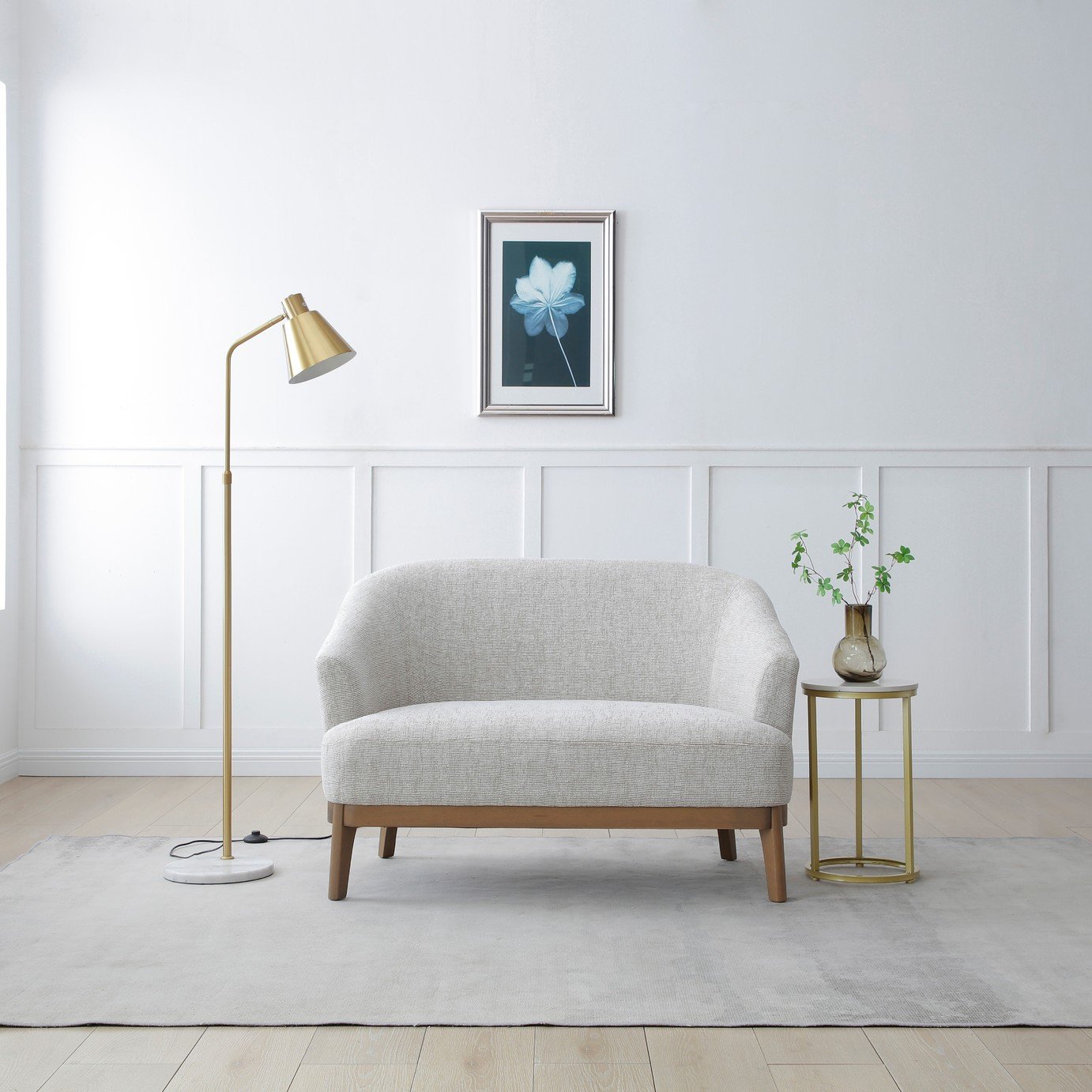 Kyoto Ella Fabric 2 Seater Sofa - White