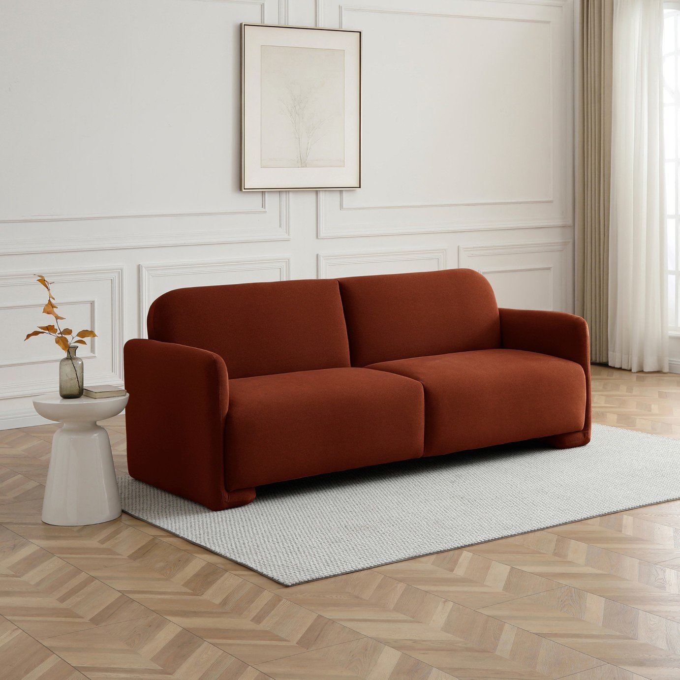 Kyoto Ralph Small Double Velvet Clic Clac Sofa Bed - Burnt Orange