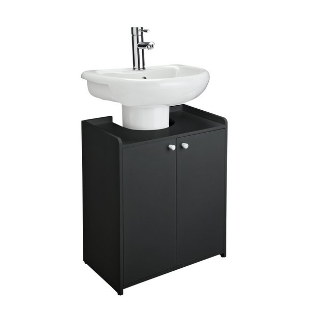 Black bathroom deals cabinet with sink