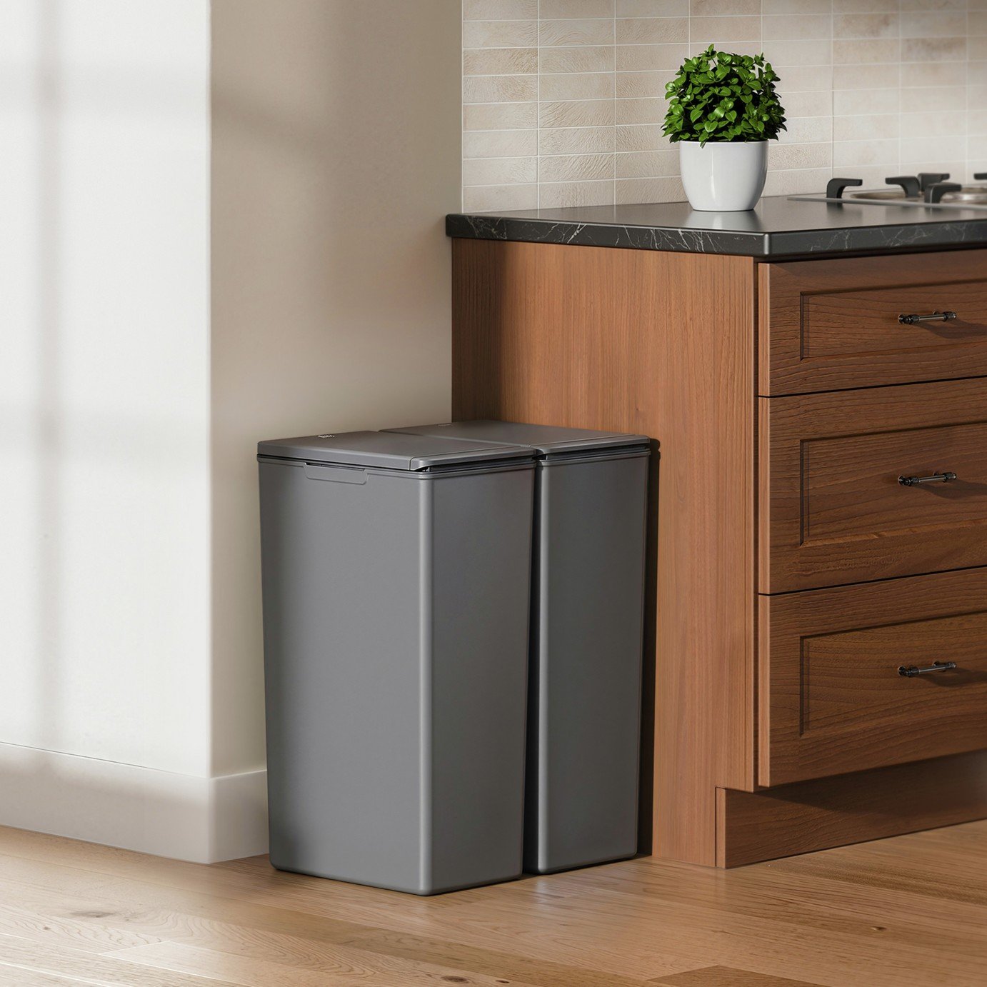 EKO Morandi 80 Litre Touch Top Recycling Bin - Grey
