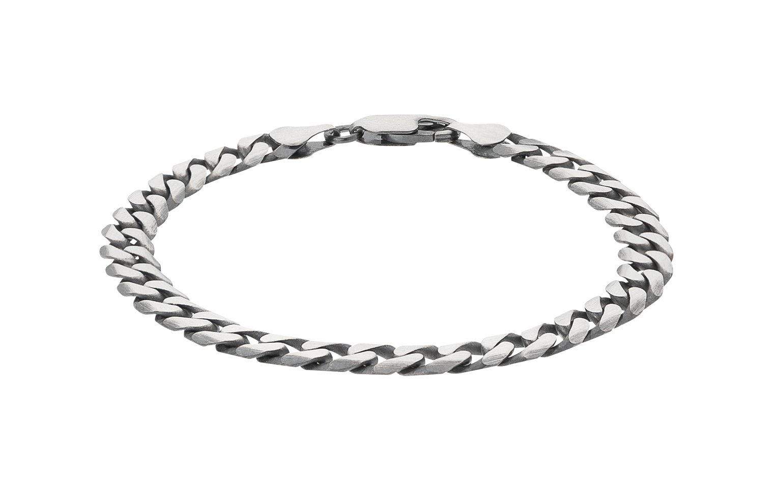 Revere Men's Sterling Silver Oxidised Curb Bracelet