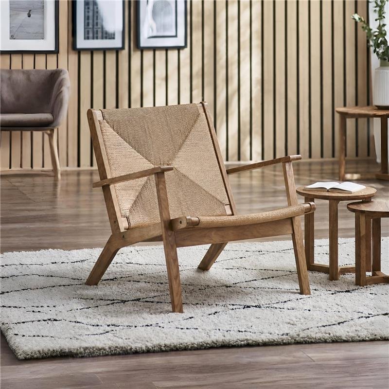 Julian Bowen Icaria Woven Wood Accent Chair Steel Feet - Brown