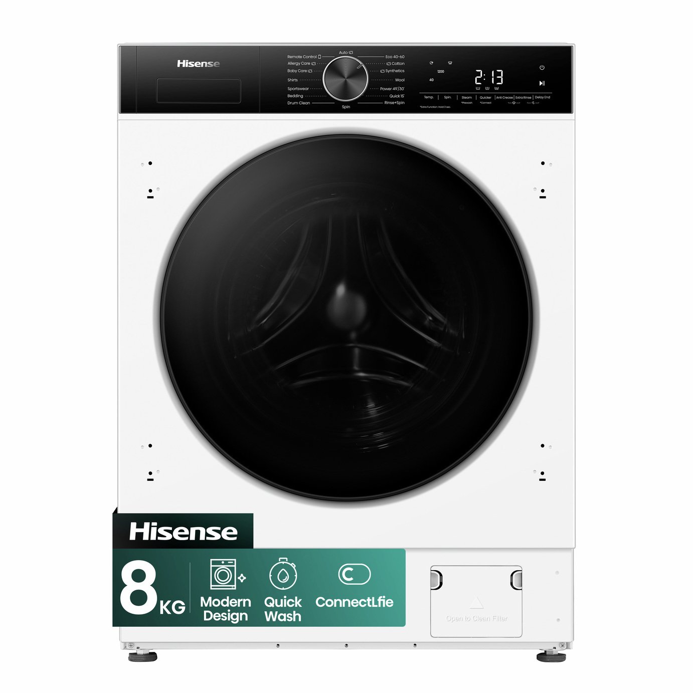 Hisense WF80BI543BWP 8KG 1400 Spin Washing Machine - White