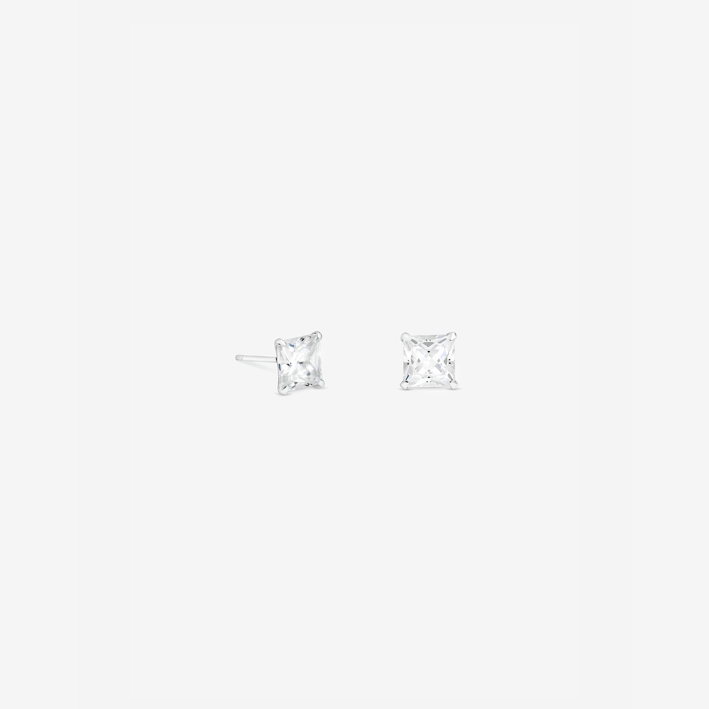 Simply Silver 925 Sterling Silver Princess Cut Stud Earrings