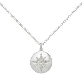 Revere Sterling Silver Cubic Zirconia Disc Pendant Necklace