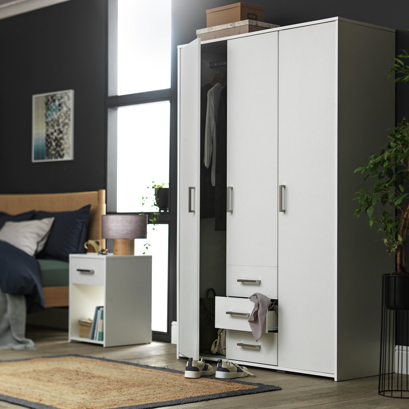 Argos Home Oslo 3 Door 3 Drawer Wardrobe - White