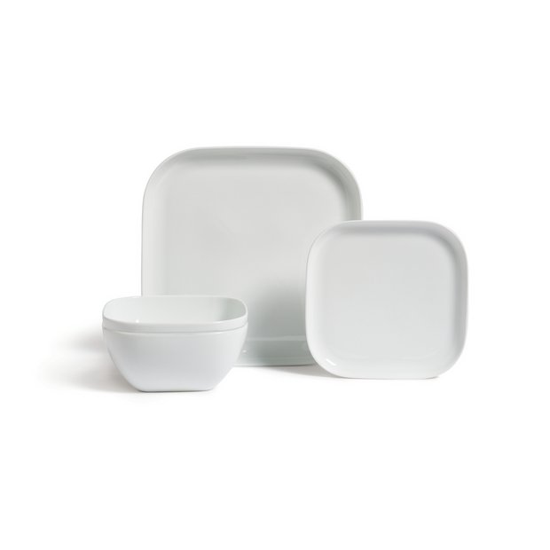 Buy Habitat Riko Square 12 Piece Dinner Set White Dinnerware and dinner sets Argos