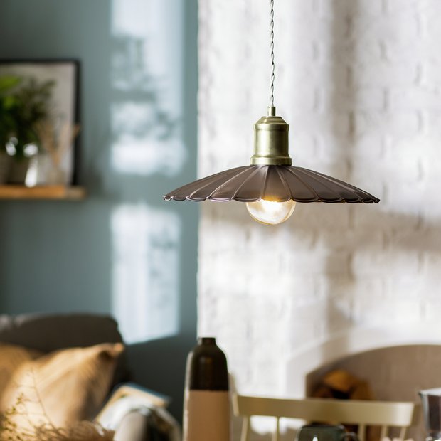 Pewter pendant store light fitting