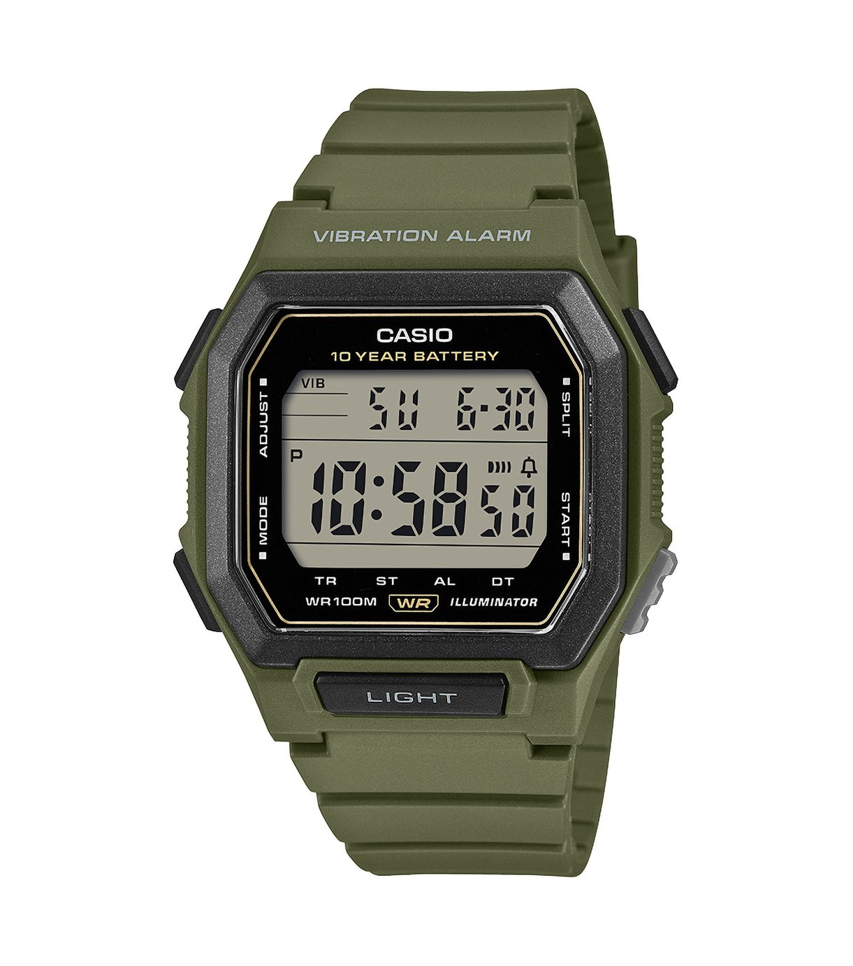 Casio Square Dial Green Strap Digital Watch
