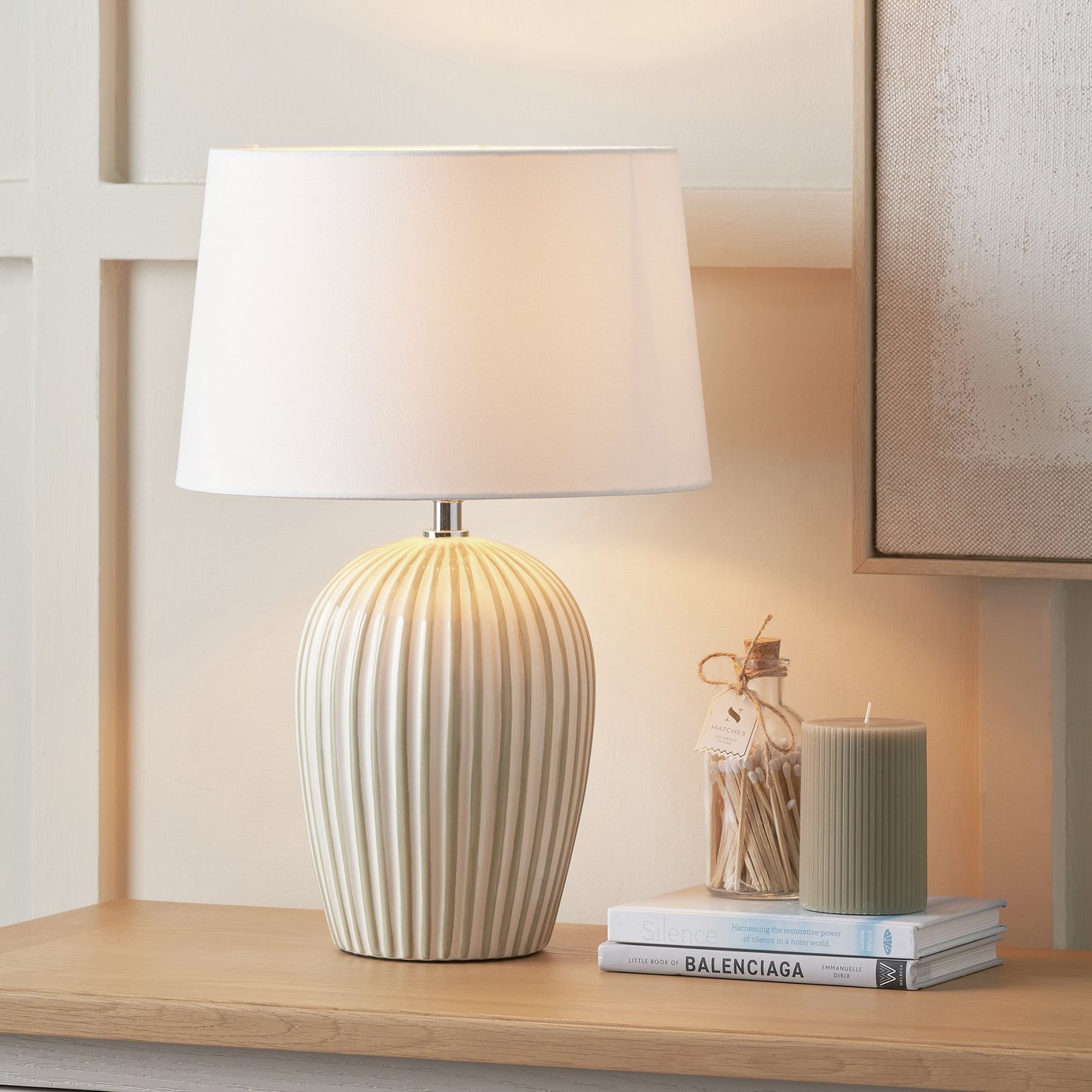 Pacific Cannes Ceramic Stripe Table Lamp