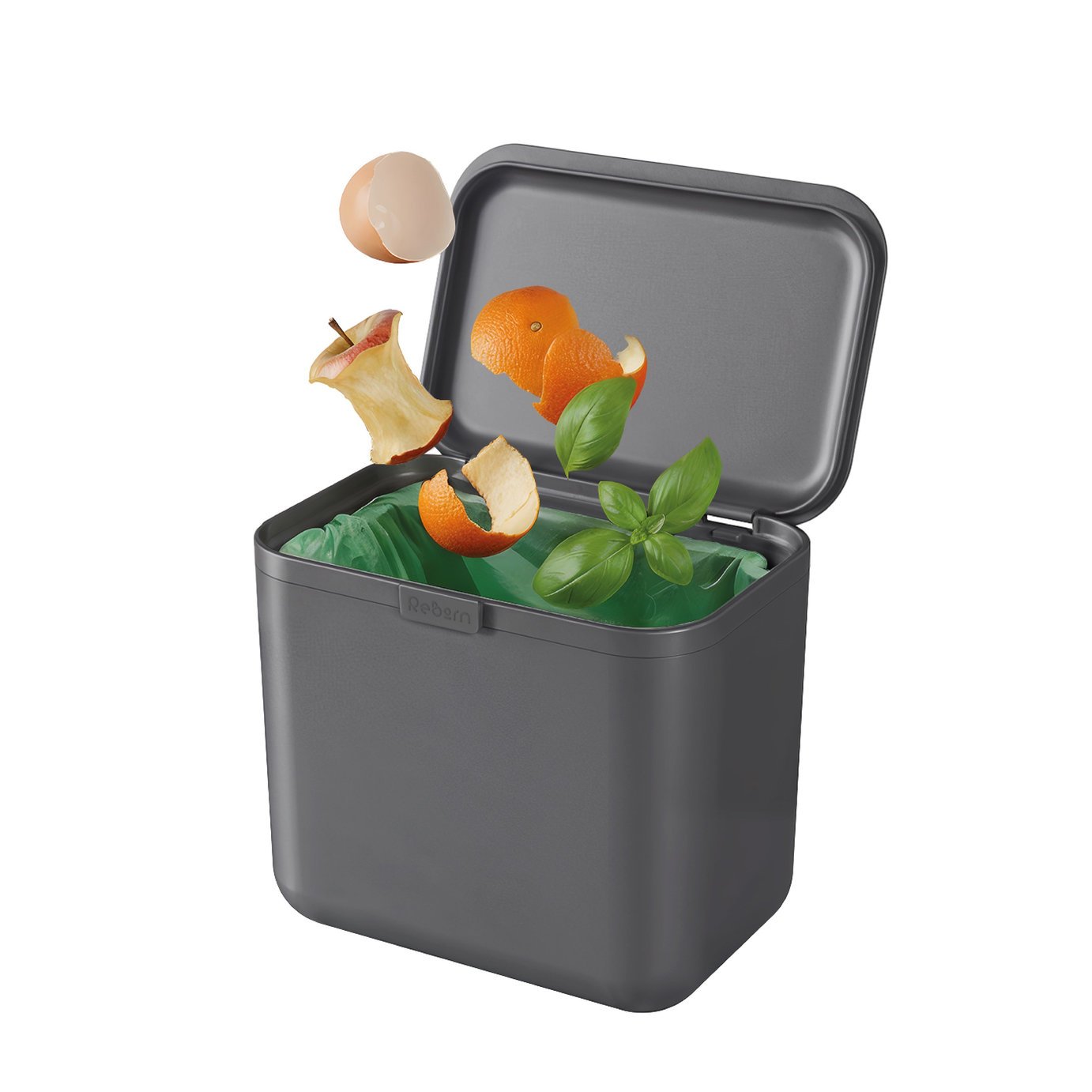ReBorn 5 Litre Kitchen Food Waste Bin - Grey
