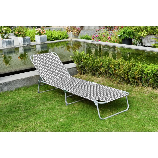 Buy Habitat Folding Metal Sun Lounger Charcoal Garden chairs