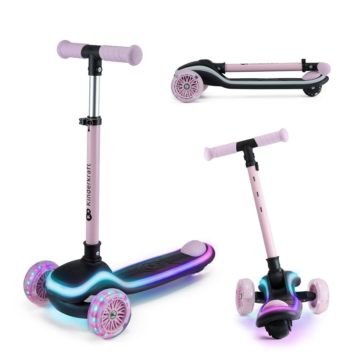 Kinderkraft Raket 3 Wheeled LED Kids Scooter - Pink