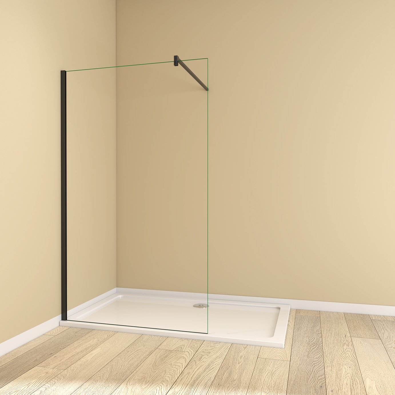 MLH Walk In Shower 170x80cm Full Shower Enclosure - Black