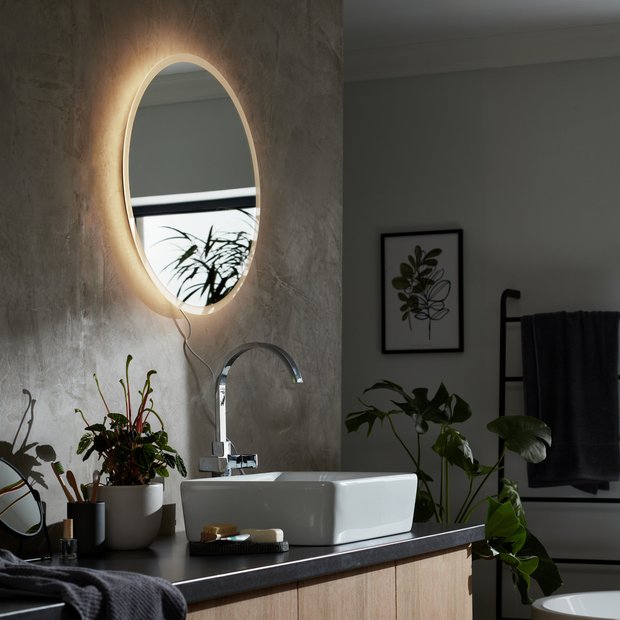 Style selections led lit mirror rectangular deals frameless lighted led bathroom mirror