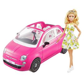 Barbie Pink Fiat 500 Car and Doll Playset