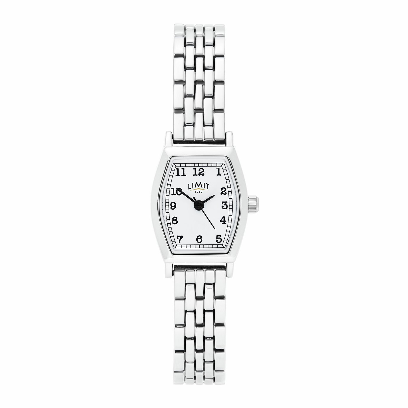 Limit White Dial Octagonal Case Silver Tone Bracelet Watch