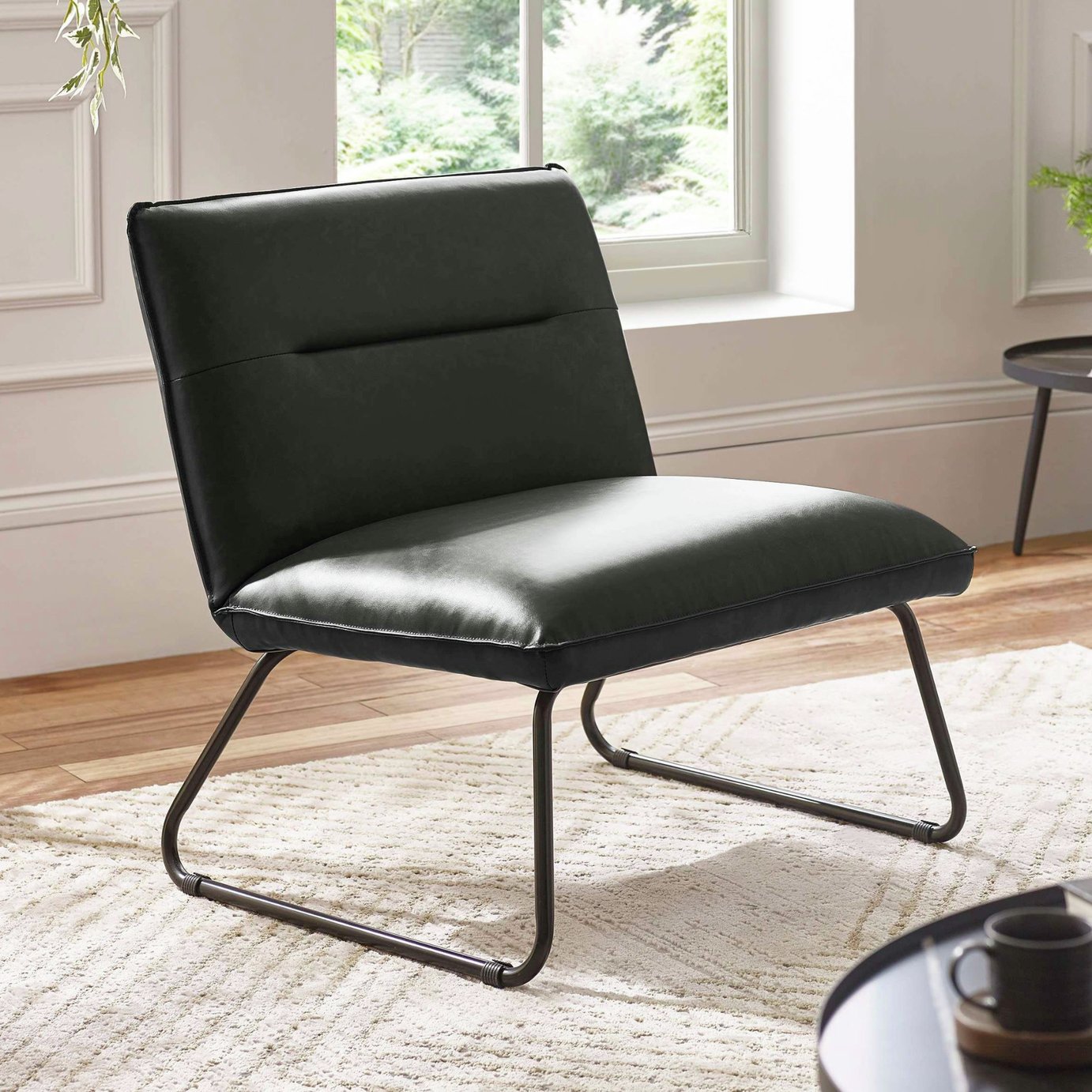 Julian Bowen Saxon Faux Leather Accent Chair - Black