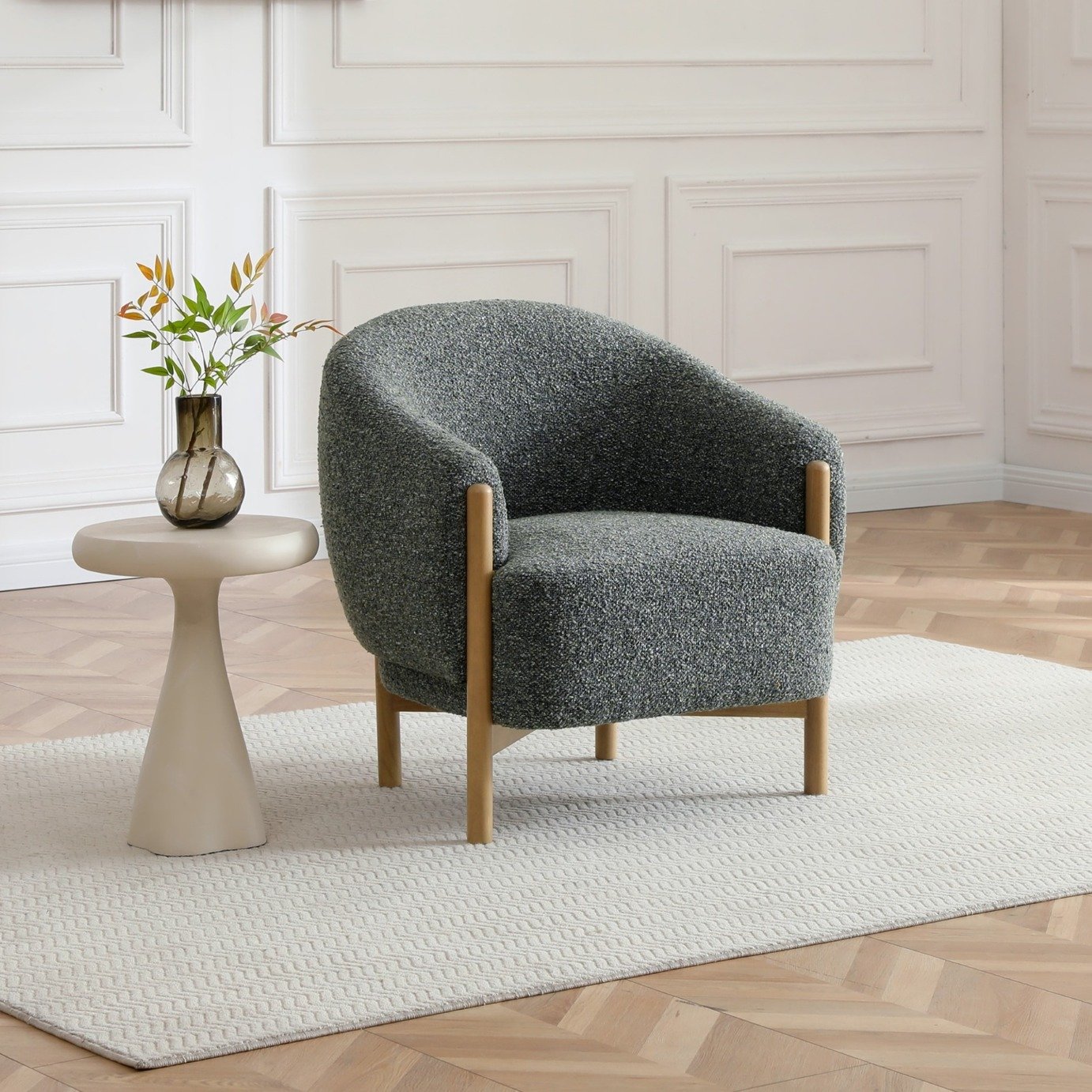 Kyoto Lizzie Boucle Armchair - Olive
