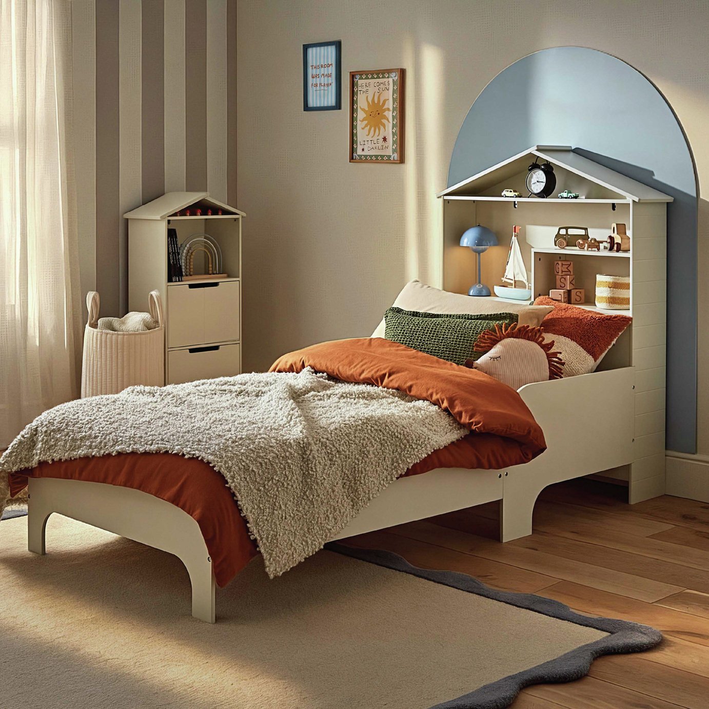 CuddleCo Play House Kids Single Bed Frame  - Stone