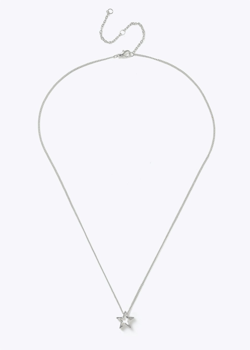 Freedom Silver Tone Mini Star Pendant Necklace