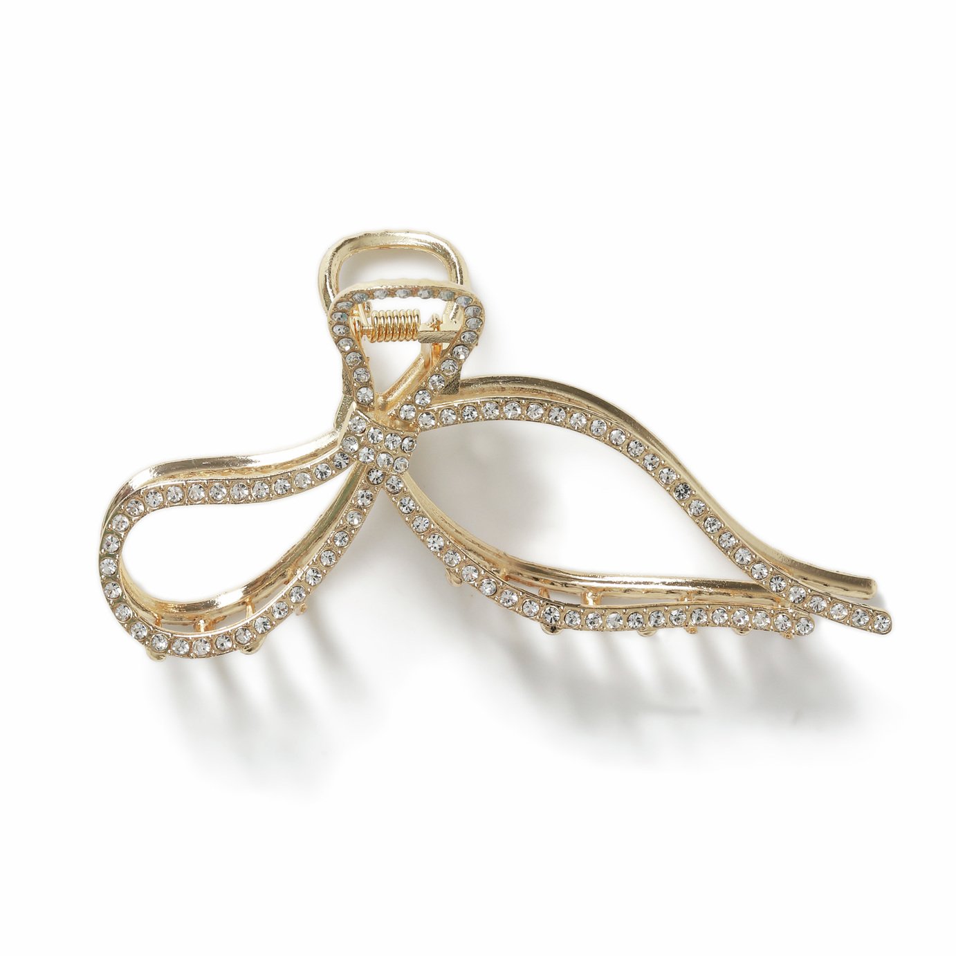 Freedom Gold Tone Crystal Inset Bow Claw Clip