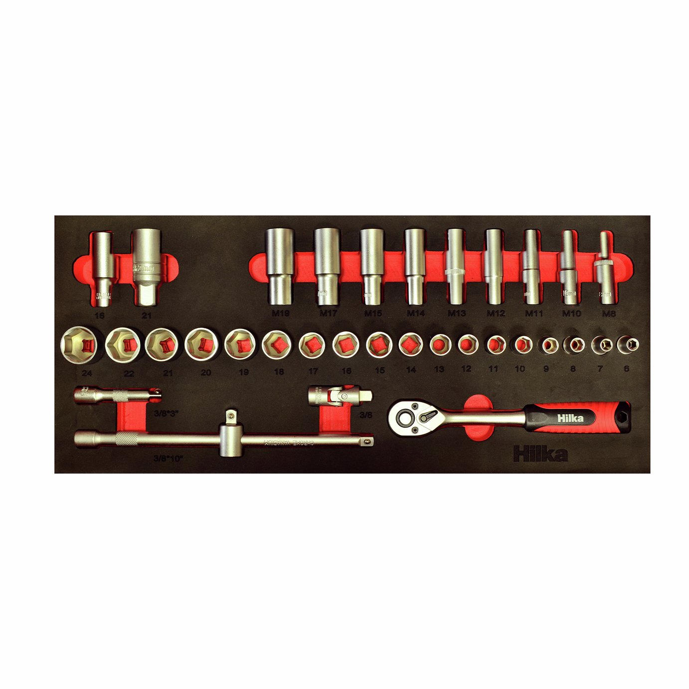 Hilka 3/8" Drive Metric Socket Set - 34 Pieces