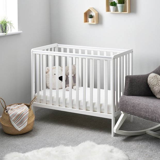 Buy Obaby Bantam Space Saver Cot with Fibre Mattress White Cots and cot beds Argos