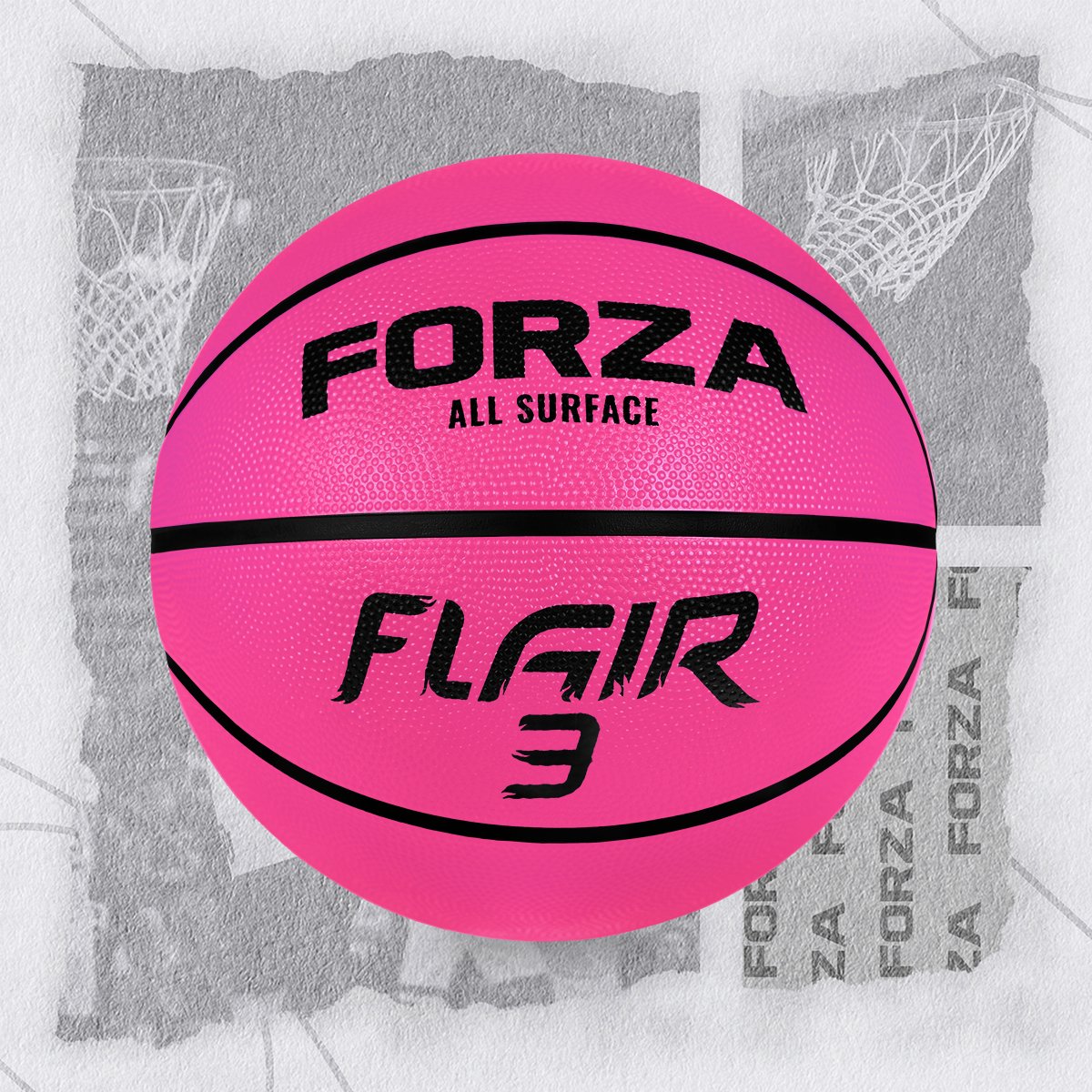 FORZA Size 3 Flair Rubber Basketball - Pink