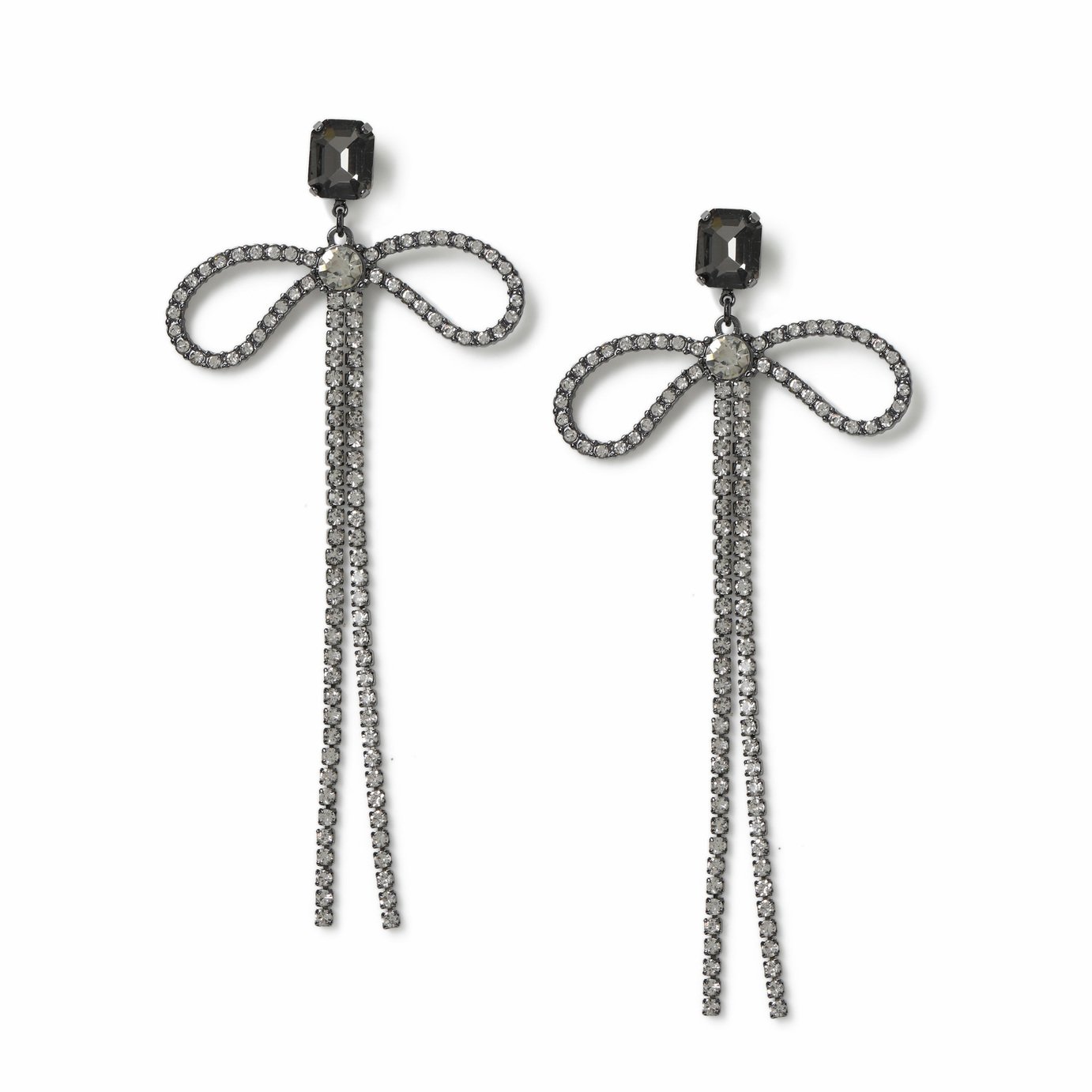 Freedom Gunmetal Bow Drop Earrings