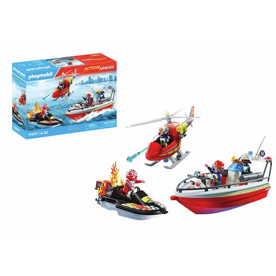 PLAYMOBIL Fire Rescue Boat with Underwater Motor Playset