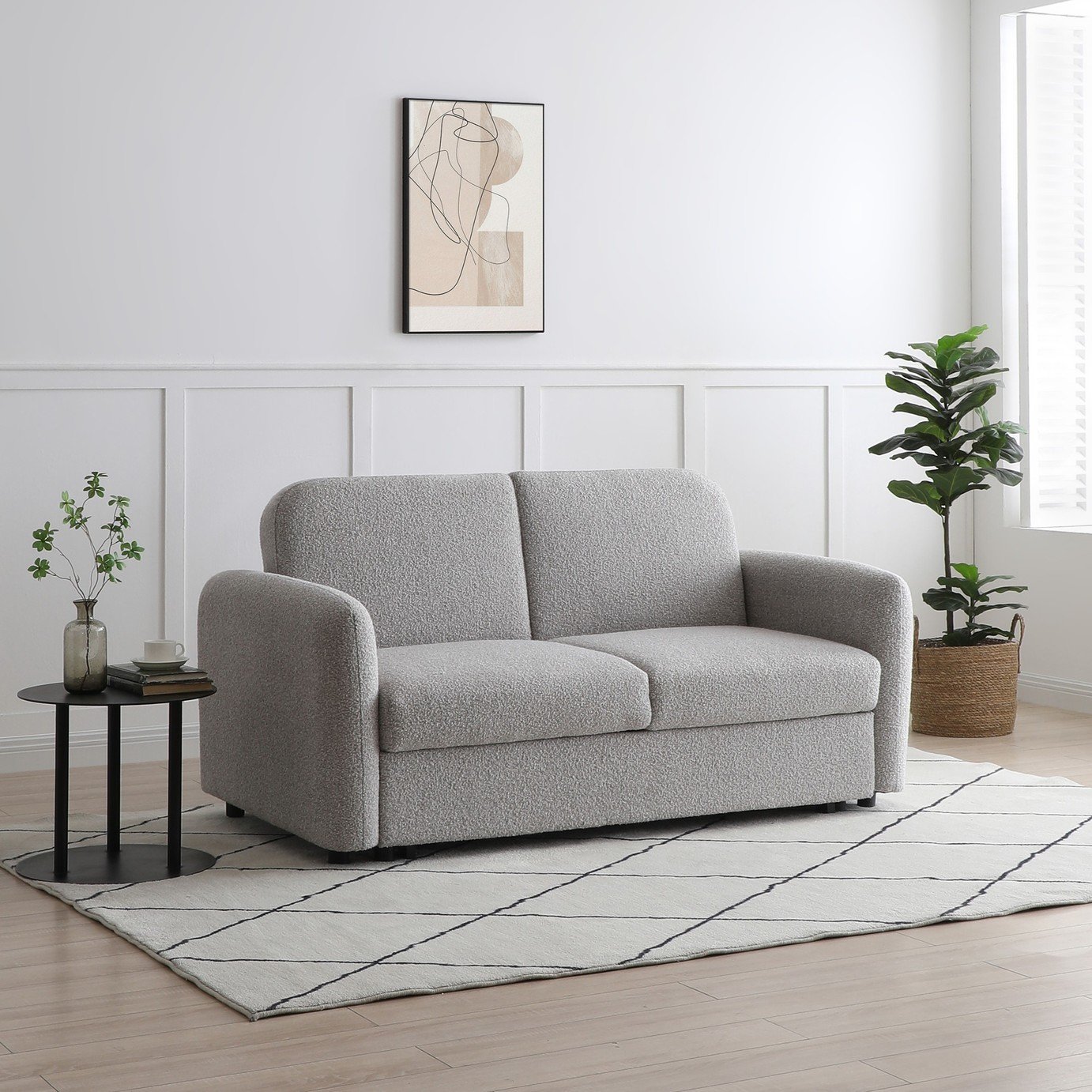 Kyoto Skye Boucle 2 Seater Clic Clac Sofa Bed - Natural