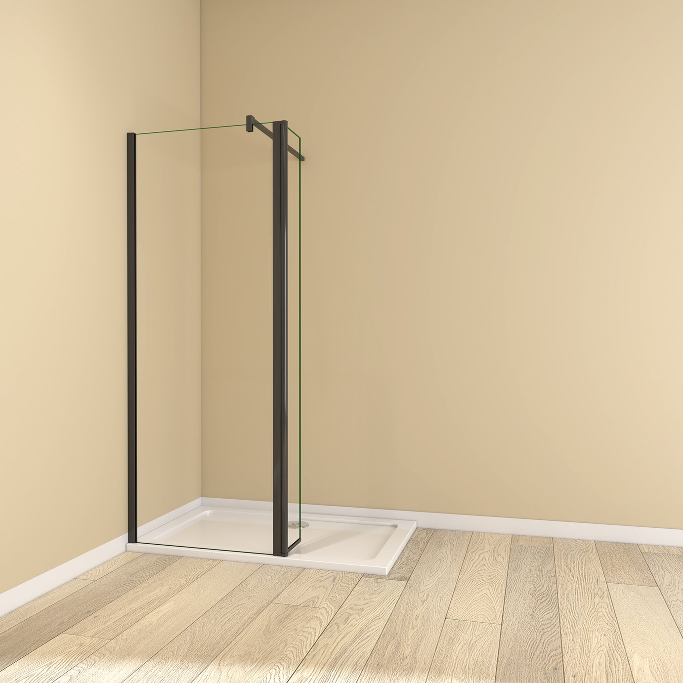 MLH Walk In Shower Flip 120x90cm Full Shower Enclosure - Black