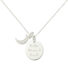 Moon & Back Sterling Silver Cubic Zirconia Charm Pendant
