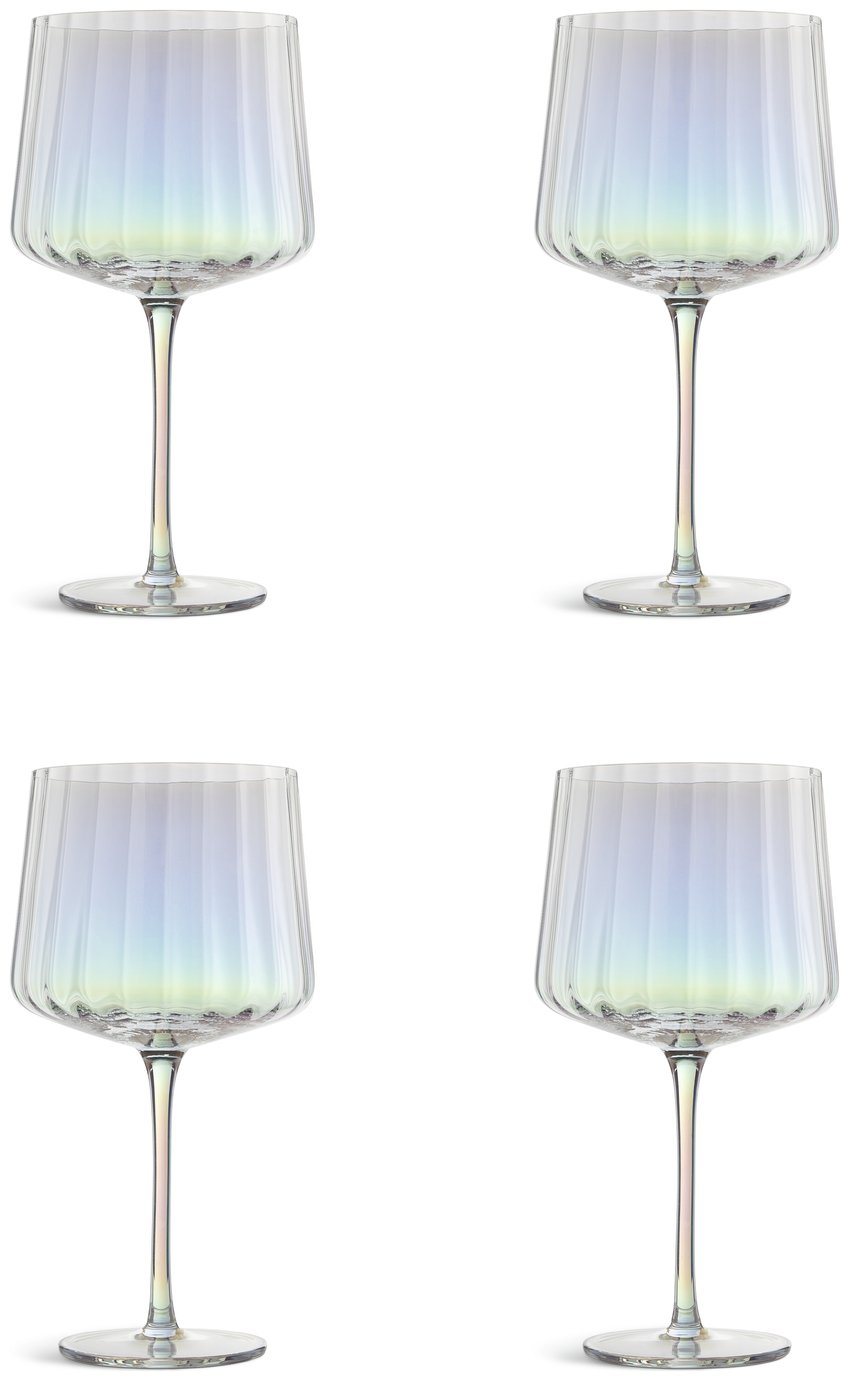 Habitat Iridescent Lustre Fluted Set of 4 Gin Glass
