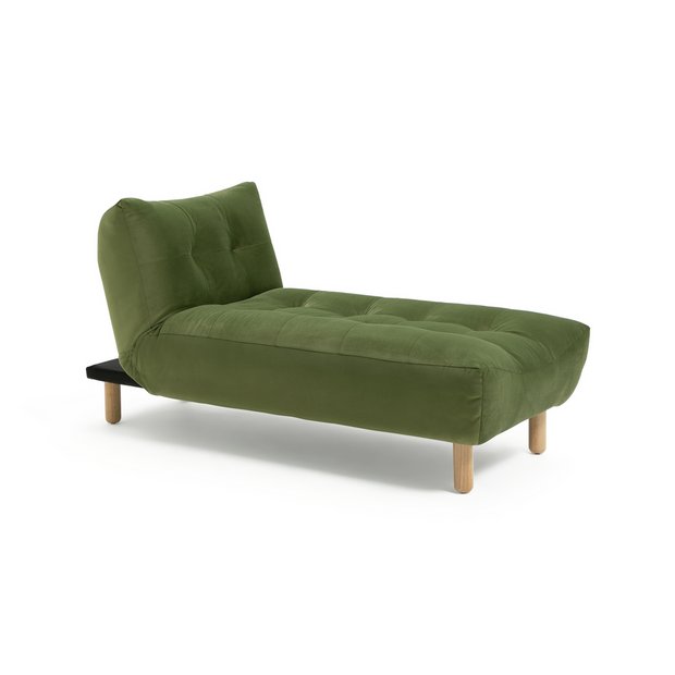 Green leather deals chaise lounge