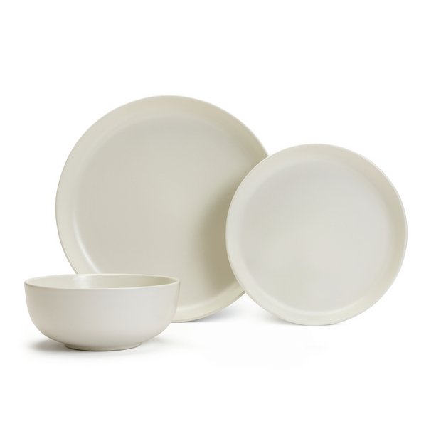 Buy Habitat 12 Piece Stoneware Dinner Set White Dinnerware and dinner sets Argos