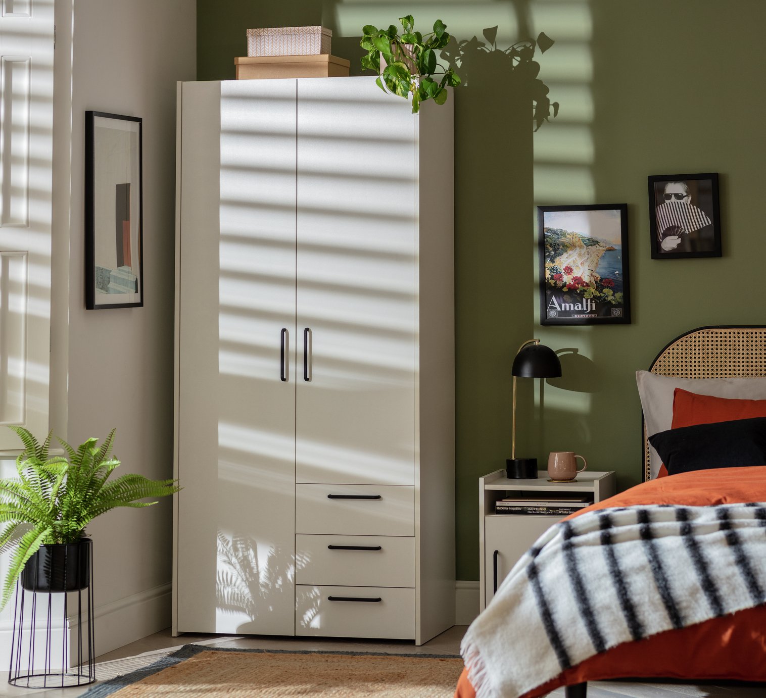 Habitat Oldham 2 Door 3 Drawer Wardrobe - White